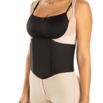 Abdominal 360 Wrap Worn Over Faja – Full Torso Front View Post-Lipo Compression Board Wrap for Body Contouring