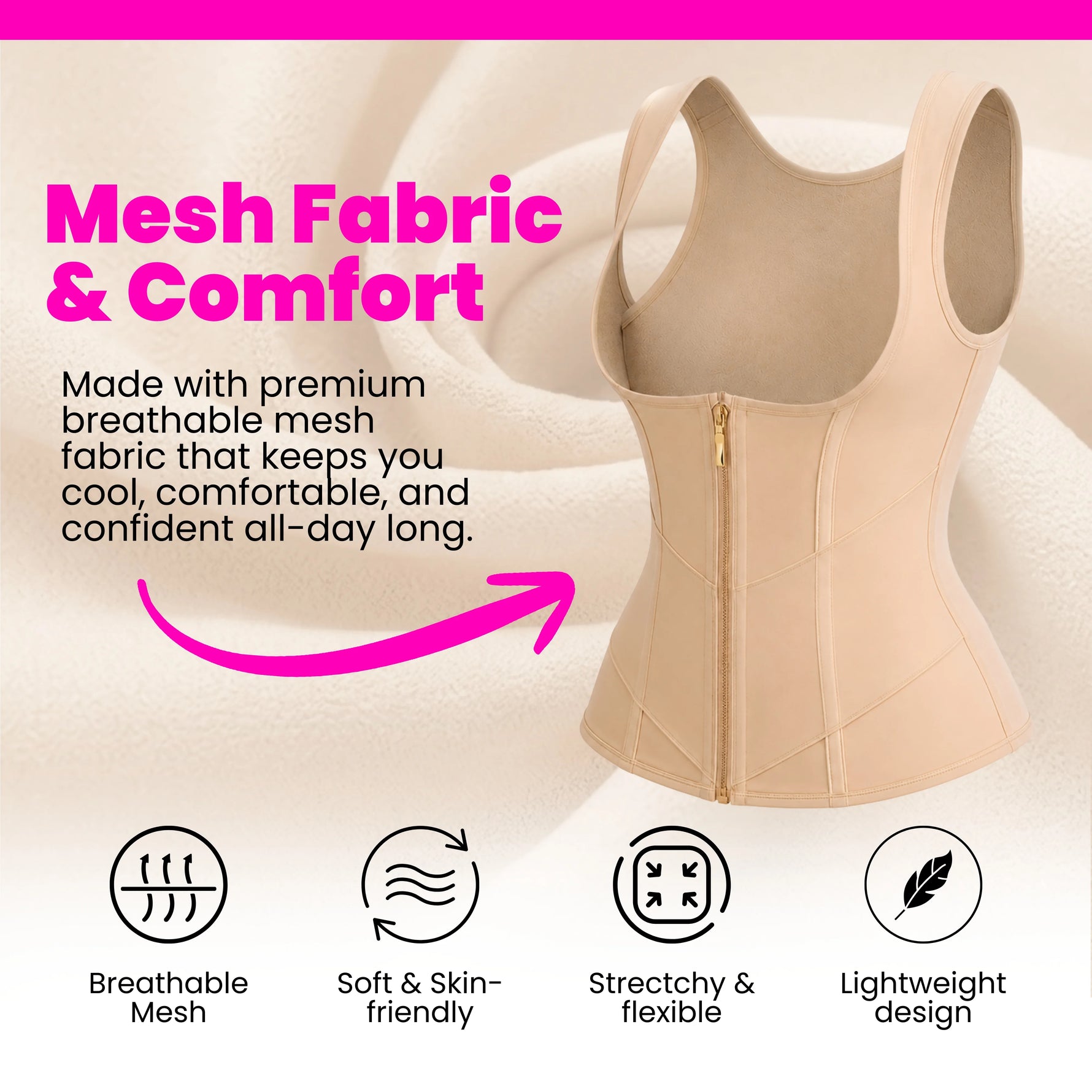 Women's beige waist trainer corset shapewear – slimming and posture support for everyday wear