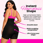 Women's high compression body shaper shorts with lace hem and butt lift design for hourglass figure